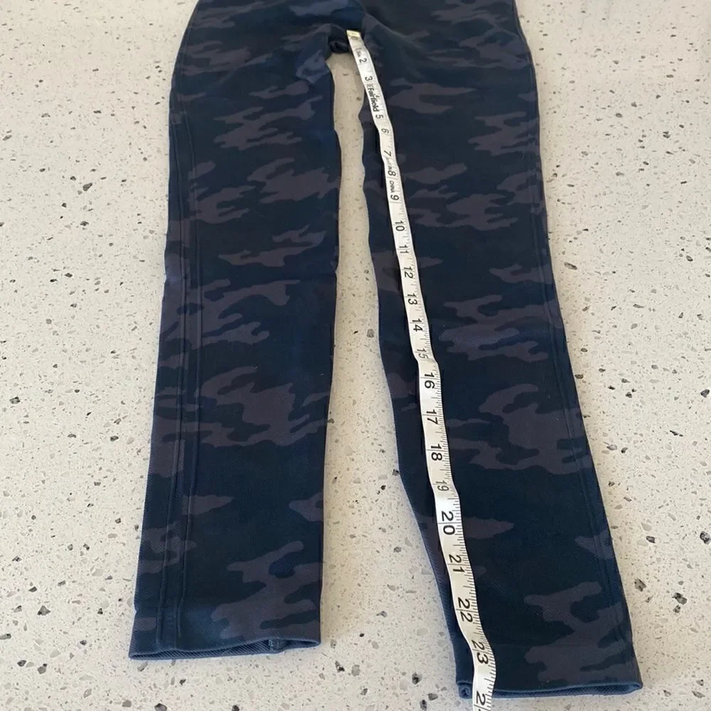 SPANX Seamless Cropped Leggings Gray Blue Green Camo Tummy Control Women Size S